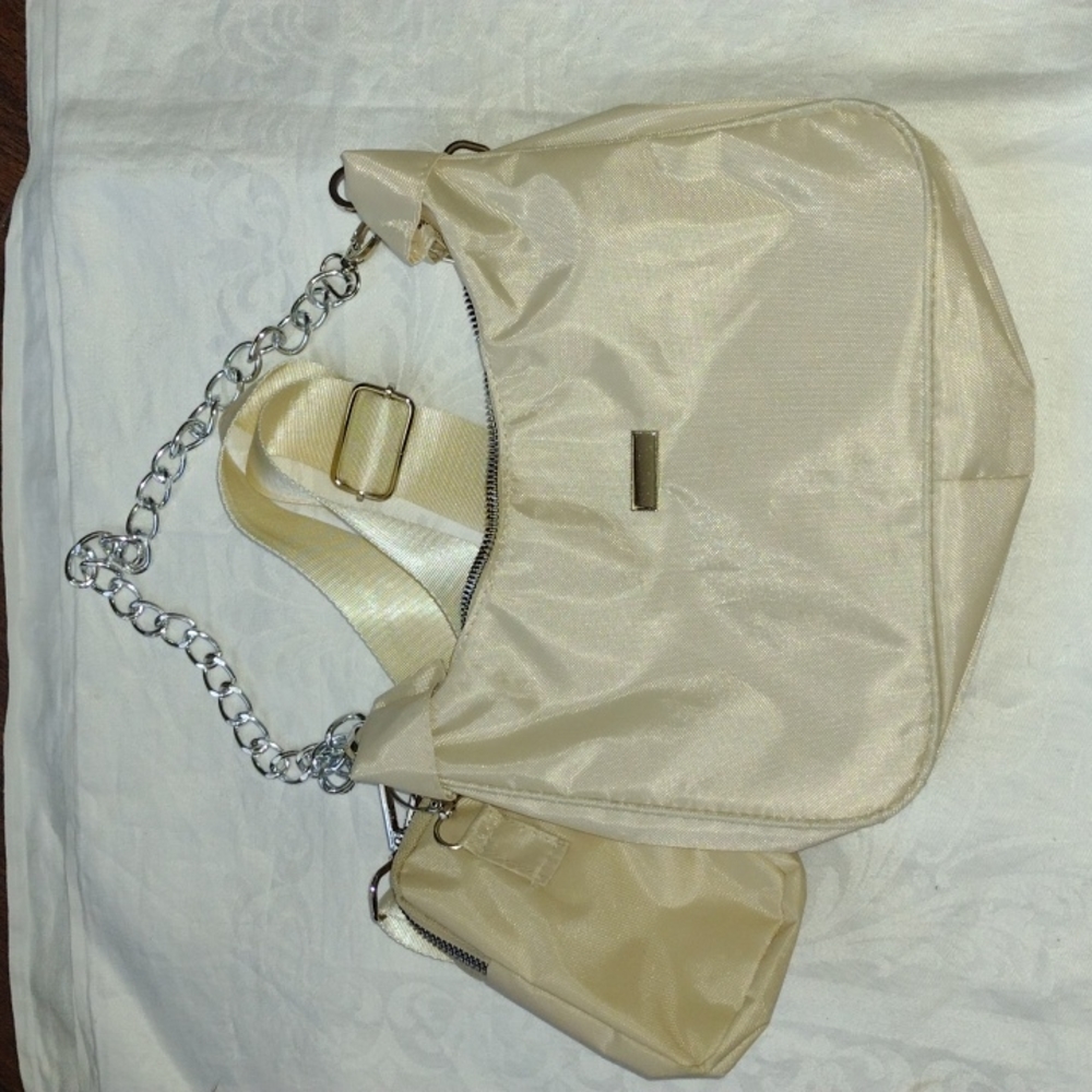 Cream nylon purse